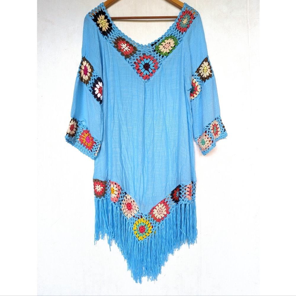 ASHA Crochet Trim Fringe Beach Cover-up